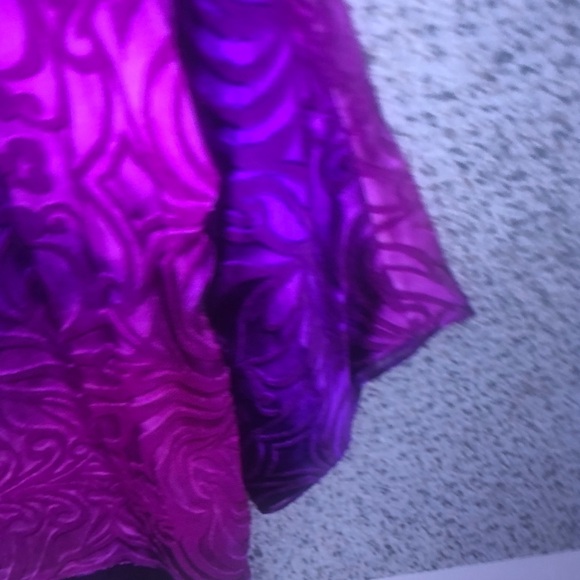 Purple Patterned Women's Top - Elegant Sheer Blouse - Picture 3 of 6